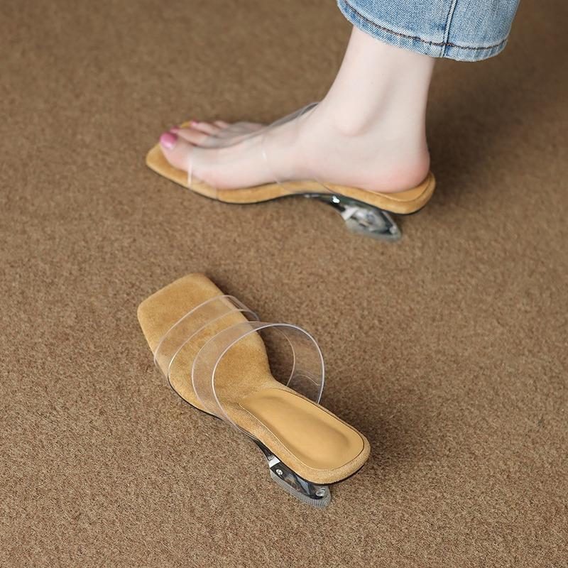 Fashion Summer Chunky Transparent Crystal High-heeled Sandals Women's New Summer Wear Comfortable Soft Soles On The Sense of Sandals