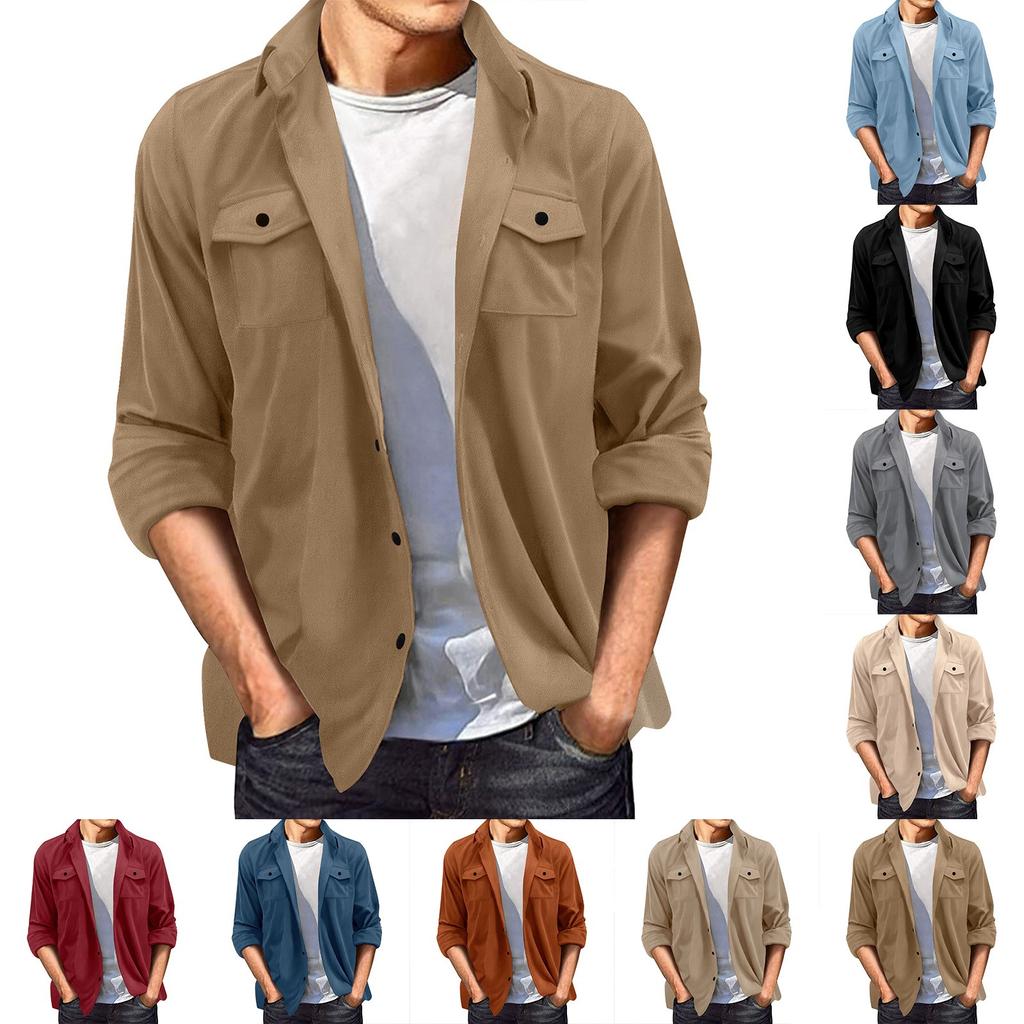 Мужская однотонная повседневная куртка с лацканами на весну и осень, замшевое пальто