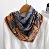 Women'S Spring And Autumn New Cotton Linen Flower Letter Cotton Linen Herringbone Silk Scarf Square Scarf Professional Scarf Scarf