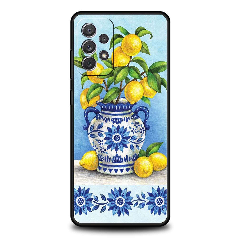 Ретро Фрукты лимон Чехол для телефона Для Samsung Galaxy A15 A13 A35 A55 A51 A71 A41 A31 A21S A03S A05 A12 A23 A25 A33 A53 A73 5G Чехол