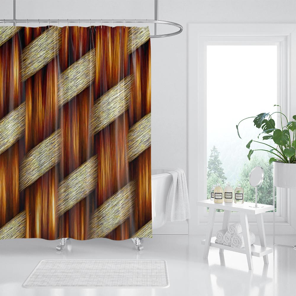 Blue Mosaic Pattern Shower Curtains Waterproof Polyester Bath Curtain Geometrical for Bathroom Home Decor Curtain with Hooks