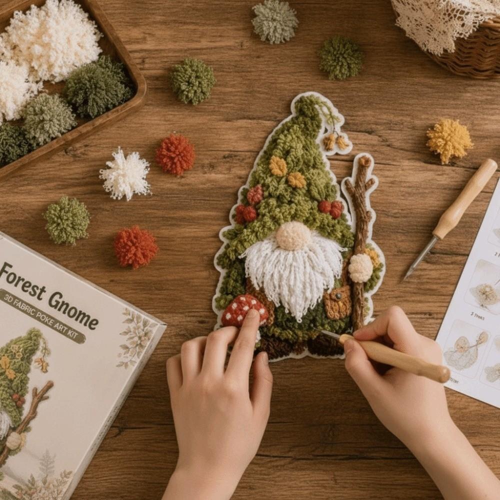 No Sewing Punch Needle Gnome Thick Board 3D Festive Plaque Fabric Poke Art Desk Styling
