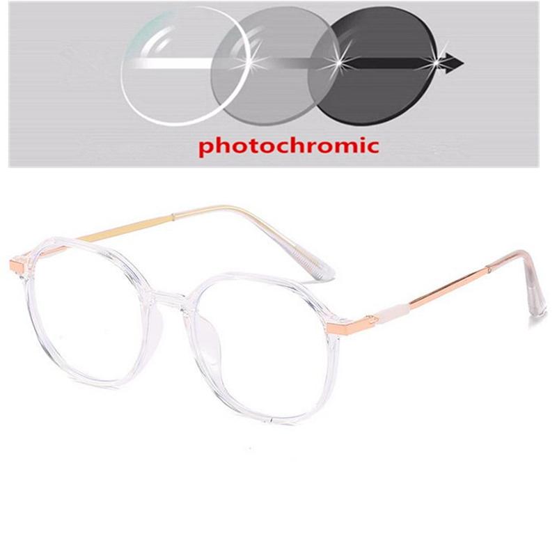 Transparent Pink Frame Anti Blue Light Myopia Glasses Women Student Prescription Spectacles 0 To -6