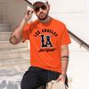 2026 New Model Unisexs Summer 100 Cotton Fashionable Casual Loose Large Size Los Angeles Letter Printed Round Neck Short Sleeve T