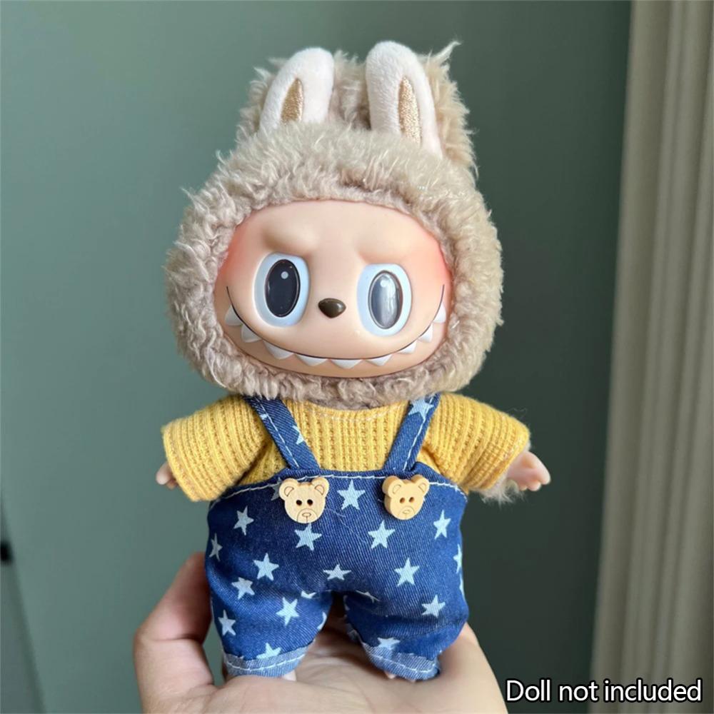 Suspenders Suit For 17cm Labubu Doll Clothes All-match Colour Outfit Doll Accessories Fashion Design Lovely Little Bear Star