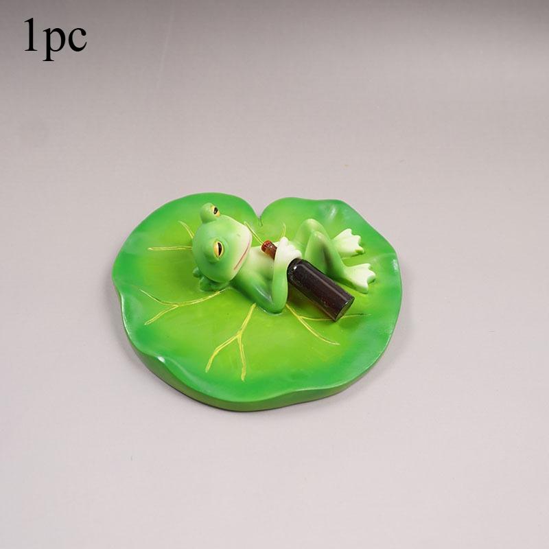 1 шт. Уморительно очаровательная лягушка на листе лотоса, смоляная статуэтка с бутылкой пива, украшение для открытого сада, прудов, кашпо