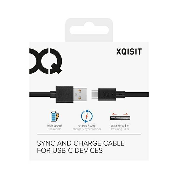 Kabel USB-A do USB-C Xqisit 3m Szybkie ładowanie Czarny