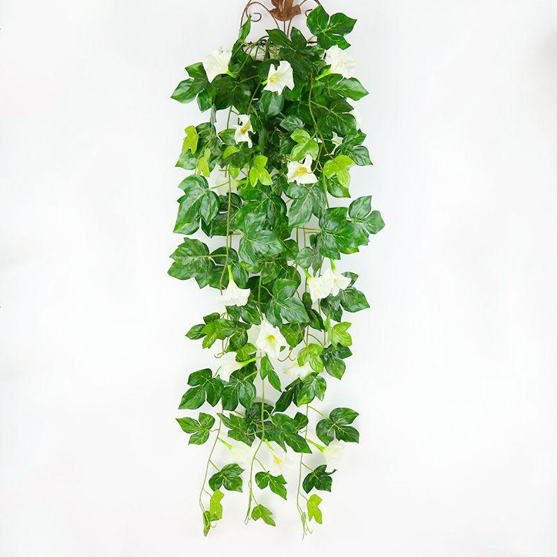 Lifelike Hanging Basket Artificial Flower Morning Glory Vine For Stunning Home Wall Decor