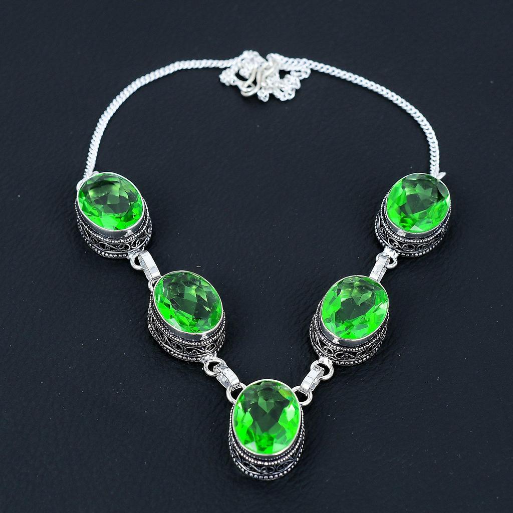 Ожерелье из стерлингового серебра 925 пробы ручной работы из хромдиопсида, антикварное ювелирное ожерелье, хромированное ожерелье для женщин, подарки из камня по случаю рождения