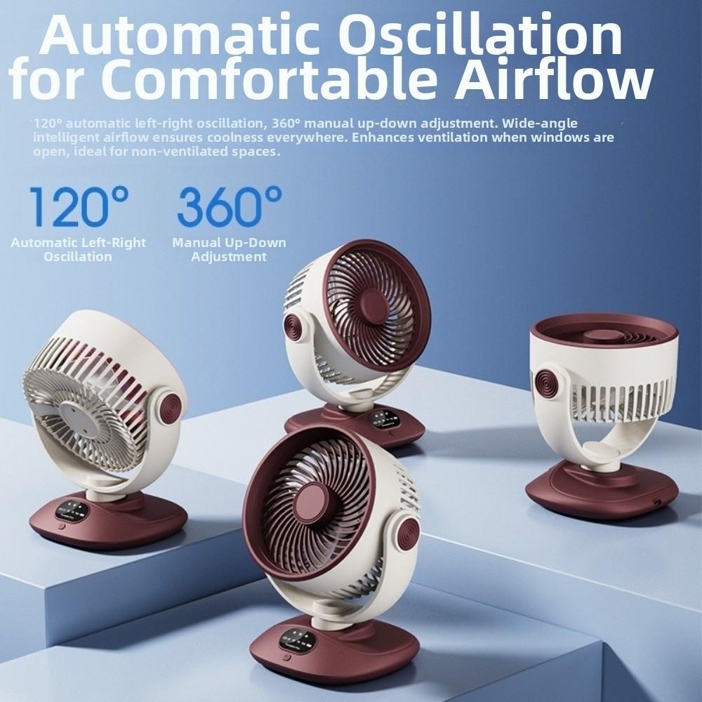 LED Digital Display Desktop Electric Fan 120° Rotating Outdoor Camping Fan Household