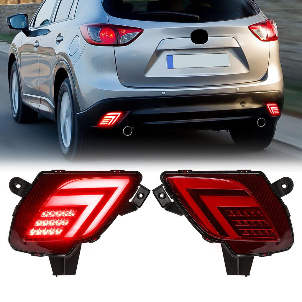 LED Rear Bumper Reflector Lights For Mazda CX5 CX-5 Driving Auto Brake Warning Dynamic Turn Signal Lamps 12V