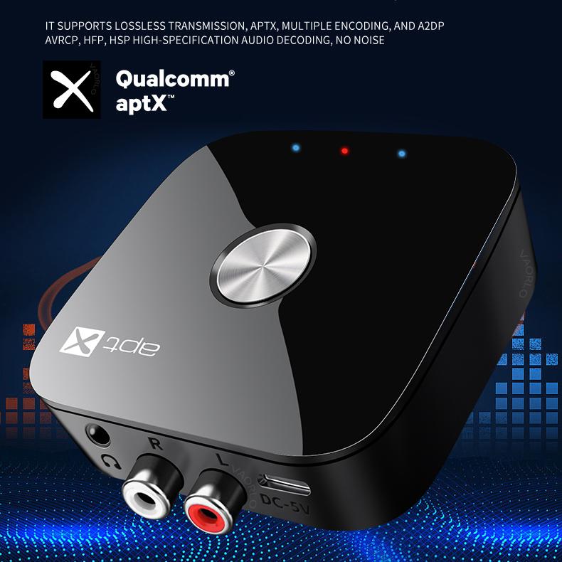 AptX-Adaptive/HD/LL Bluetooth 5.4 аудио передатчик приемник 3.5 мм AUX стерео RCA музыкальный беспроводной адаптер с микрофоном для автомобиля ТВ ПК