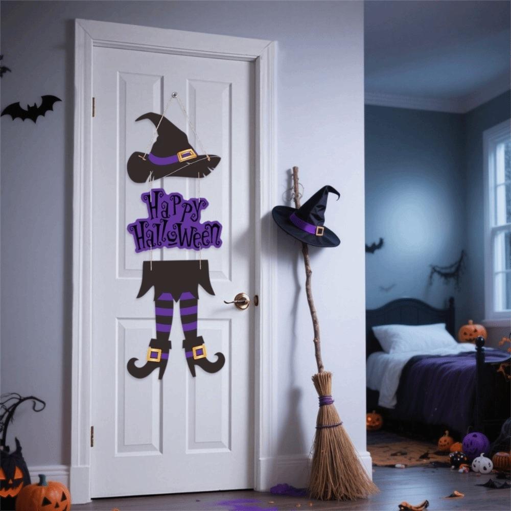 Бумажные Ноги Хэллоуинской Ведьмы Подвеска Страшные Украшения на Дверь Креативная Подвеска в Виде Шляпы Ведьмы Бар