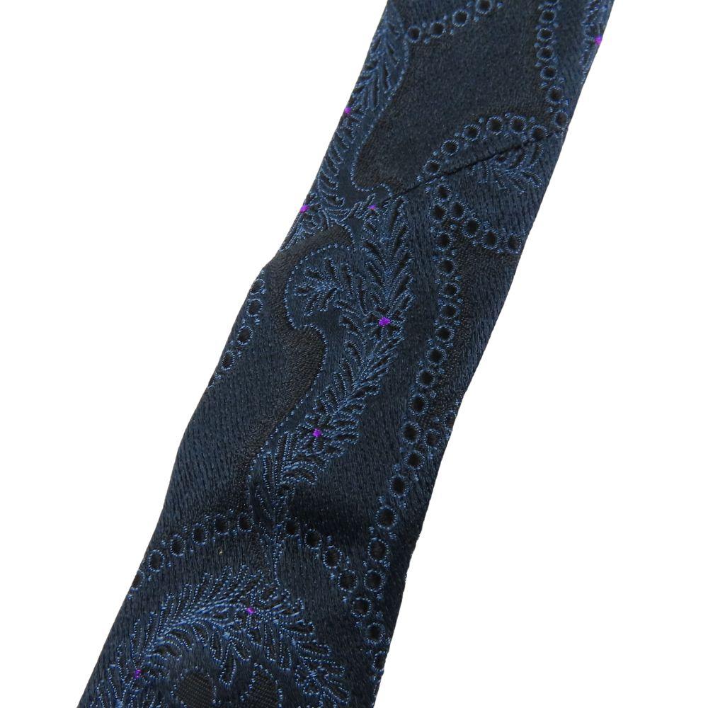 Used GUCCI tie Gloss Paisley Pattern silk Navy system purple business