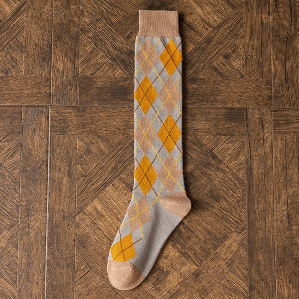 Elastic Stripe Check Socks Plaid British Style Long Socks Unique JK Stockings Women Cosplay