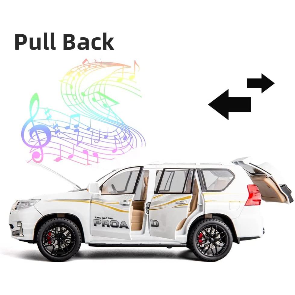 Масштаб 1/18 Toyota Prado, литая под давлением модель автомобиля, металлический сплав, коллекционные автомобили, игрушки со звуком и светом, автомобиль для детей и взрослых, подарки