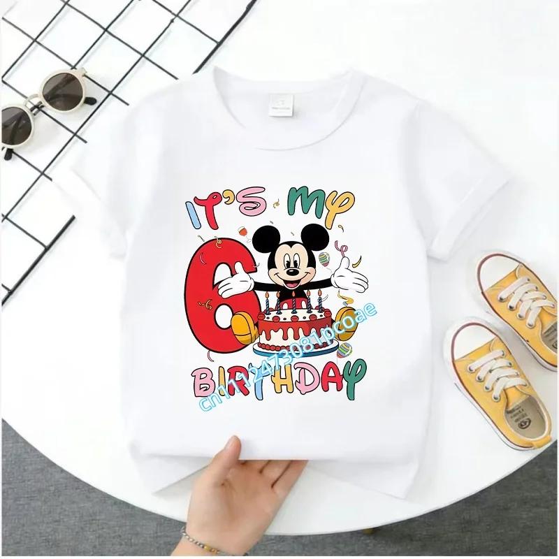 Minnie Mouse Tshirt Kids Number Tshirts Cute Cartoon Base Tee White Pink Summer Soft ShortSleeve Clothes Birthday Gift