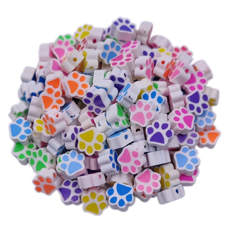 Smiling Cat Paw Pendant Flower Fruit Star DIY Crafts 10Pcs Necklace Bracelet Candy Colors Plasticine Beads For Jewelry Making 8-11mm Wholesale  Beads