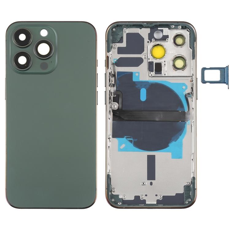 Для iPhone 13 Pro Задняя крышка аккумулятора с боковыми кнопками и лотком для SIM-карты и шлейфом питания + громкости и модулем беспроводной зарядки