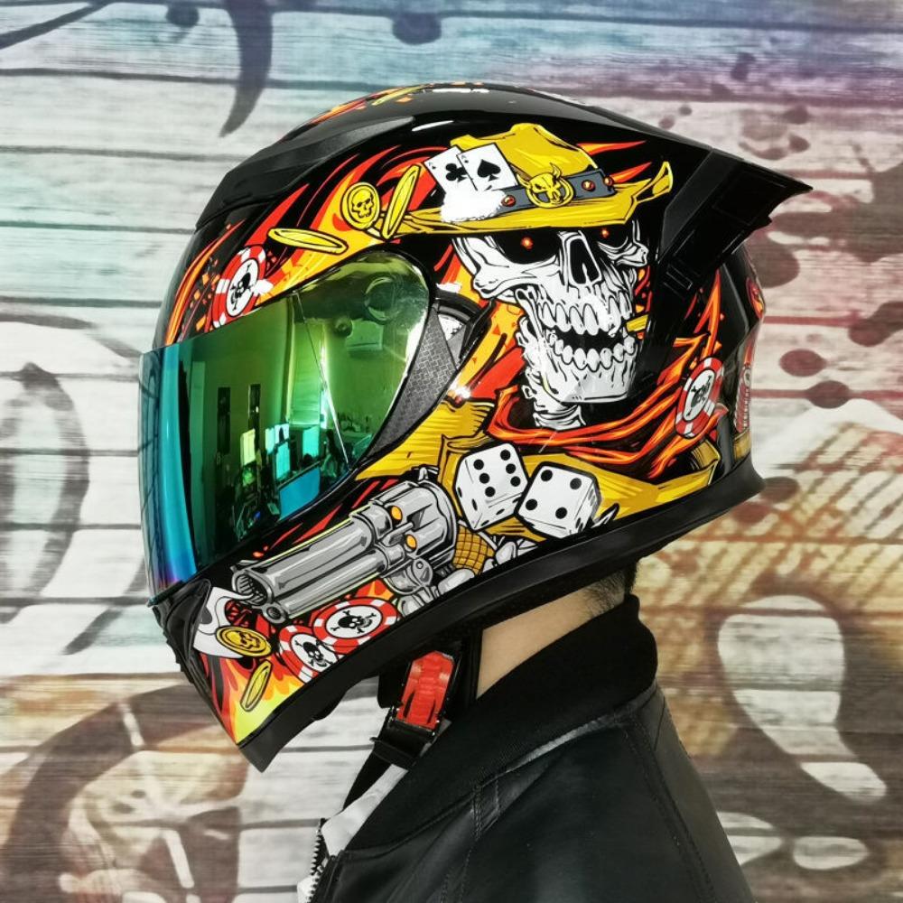 Jiekai Electric Motorcycle Helmet Men's and Women's Full Helmets Double Lenses Full Overlay Street Car Bluetooth Universal In All Seasons