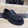 Кожаная обувь мужская лето 2025 высококачественная плетеная из коровьей кожи повседневная дышащая полая деловая на платформе мужская обувь