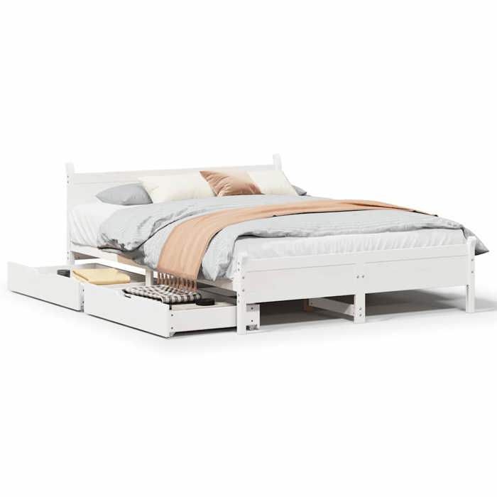 VidaXL Cadre de lit sans matelas blanc 120x200 cm bois de pin massif 3309774