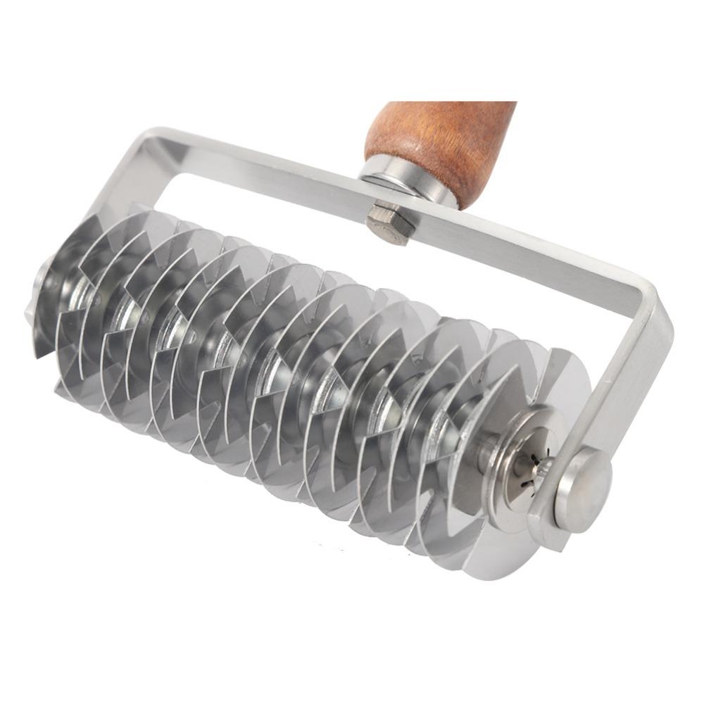 Wood Handle Pastry Lattice Roller Cutter Stainless Steel Dough Cutter Kitchen Household