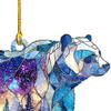 1/2/3/4/5Pcs Christmas Acrylic Polar Bear Hanging Decoration Car Rearview Mirror Xmas Tree 2D Flat Stained Glass Bear Hanging Ornament