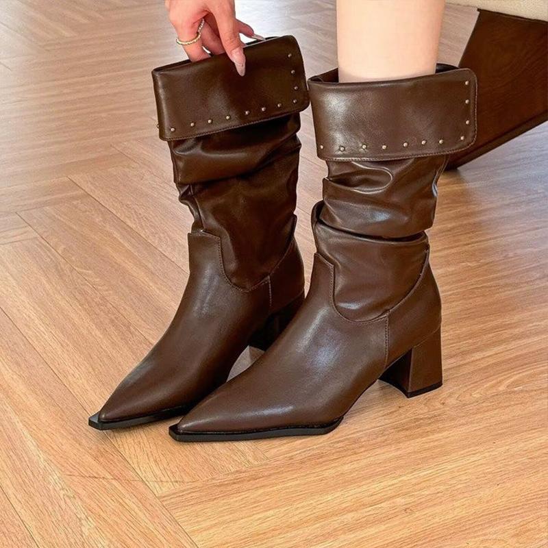 Fashion Pointed Toe Women Leather Snow Ankle Boots Dress Fashion Cozy Warm Chelsea Boots Women 2025 Trend New Winter Sexy Botas Mujer