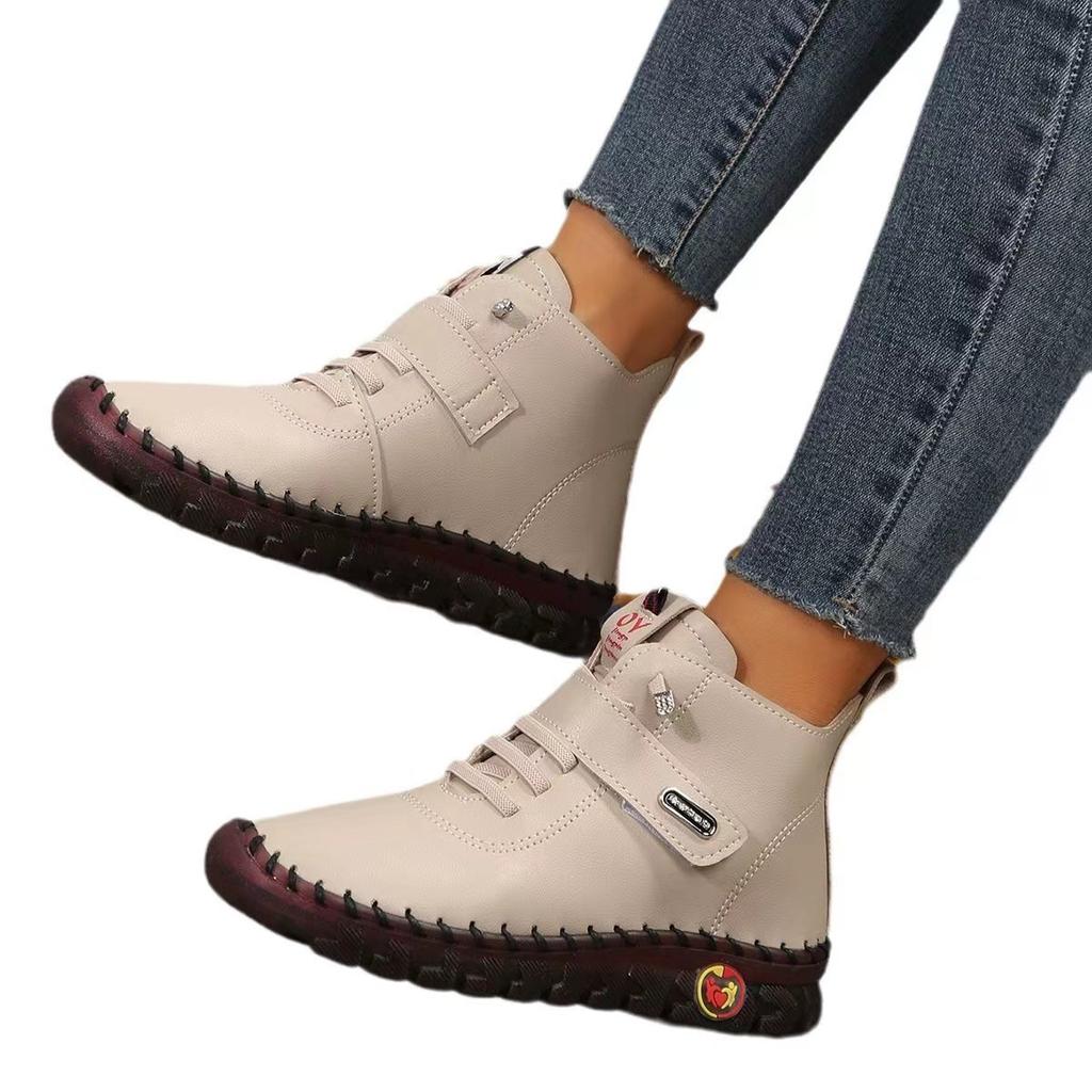 Winter Orthopedic Boots For Women Autumn Fall Leather Shoes With Fur Red Moccasins Woman Ankle Boots Mom Plush Sneakers Shoe