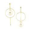 Shop Asymmetrical Circle Stick Bar Pearl Soft Clip Nickel Free E2891 Earrings Soft Clip Gold [Jewelry M]