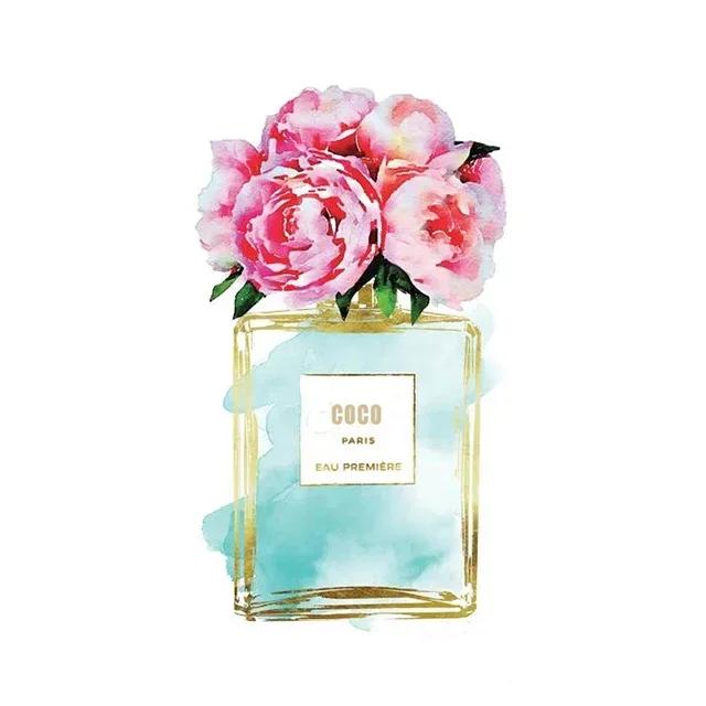 Современная модная эстетика Настенное искусство Париж Роскошный флакон духов HD Масло на холсте Постер Принт Украшение для дома Спальни Подарок