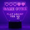 Gameover 3D Ночной светильник для игровой комнаты, настройка освещения, декор на столе, игровая консоль, значок, логотип, датчик света для детей, подарок