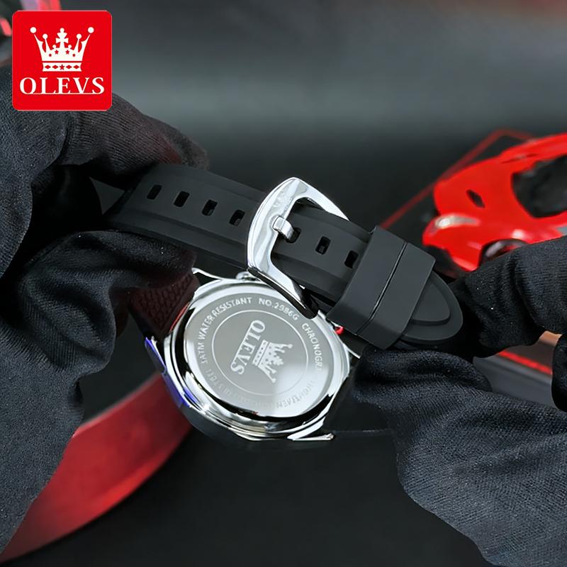 OLEVS Men's Watches Casual Fashion Multi-functional Moon Phase Chronograph Date Original Quartz Wristwatch for Man Waterproof