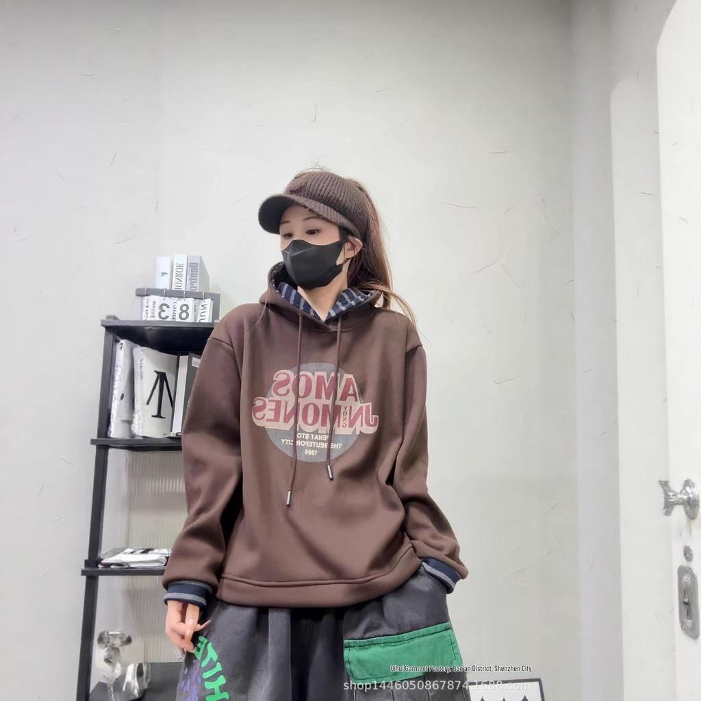 2025 Korean Style Women's Winter Hooded Sweatshirt - Plus Velvet, Thick, Casual, Loose, Versatile Top