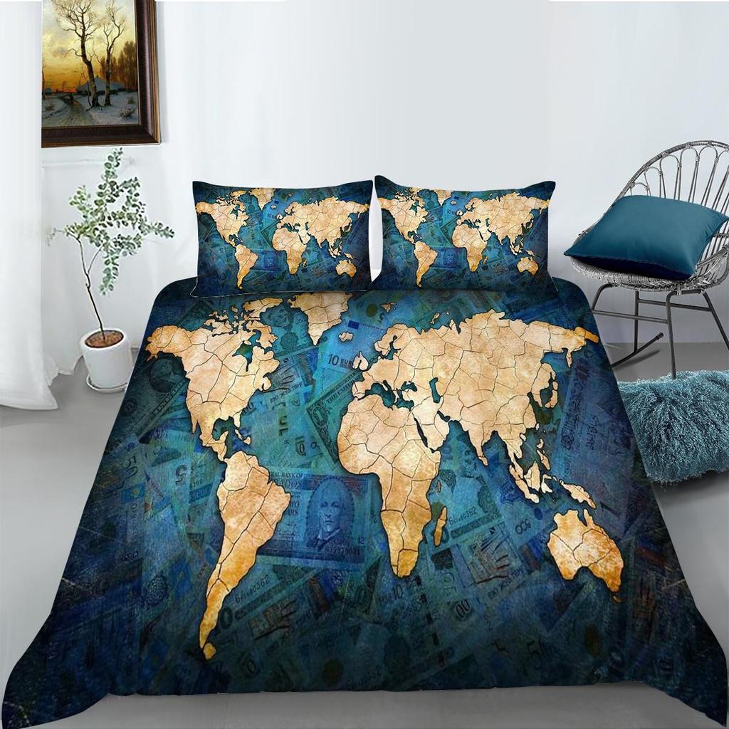 2023 Новый стильный комплект пододеяльников с картой, размер King Queen, роскошные пододеяльники World, 3D мягкие комплекты постельного белья для мальчиков и девочек, мужчин и женщин