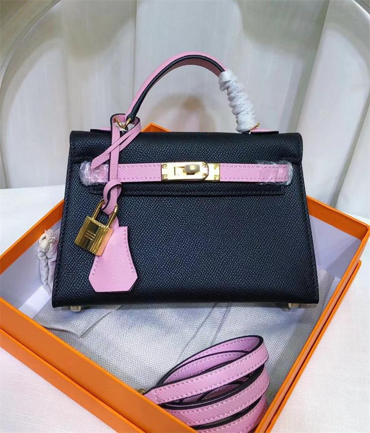 New Palm Pattern Head Layer Leather EP Leather Contrasting Color Blocked Handheld Single Shoulder Crossbody Bag Women's Bag