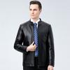 Men's Genuine Leather Jacket Men's Down Jacket Stand Collar Short Middle-aged and Elderly Thickened Jacket Dad's Clothing