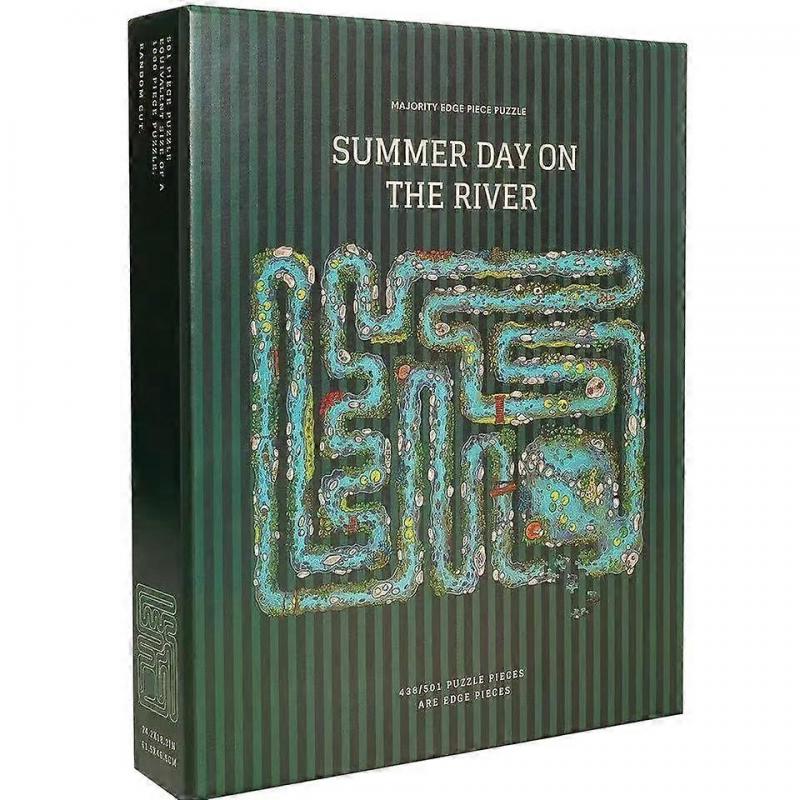 Пазл с краевыми элементами - Уникальный пазл на речную тематику из 501 детали для взрослых и семей, Сложный дизайн краевых элементов, Искусство «Летний день на реке»