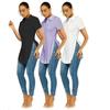 Blusas 2023 Летняя рубашка с коротким рукавом с разрезом, женская блузка с отложным воротником, повседневные свободные топы, однотонная одежда, милая 25634