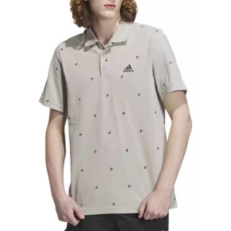 Adidas Polo Shirts Men's Gray Polo Collar Moderate Straight Fit IA8153
