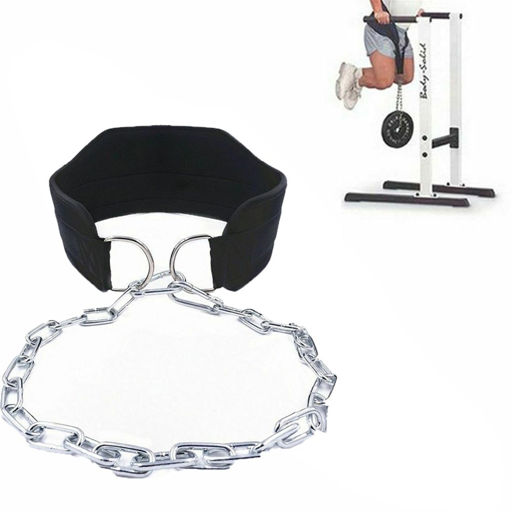 Up Thick Neoprene Sport With Chain Dipping Belt Protector Strap Waist Support Weight Lifting Belt