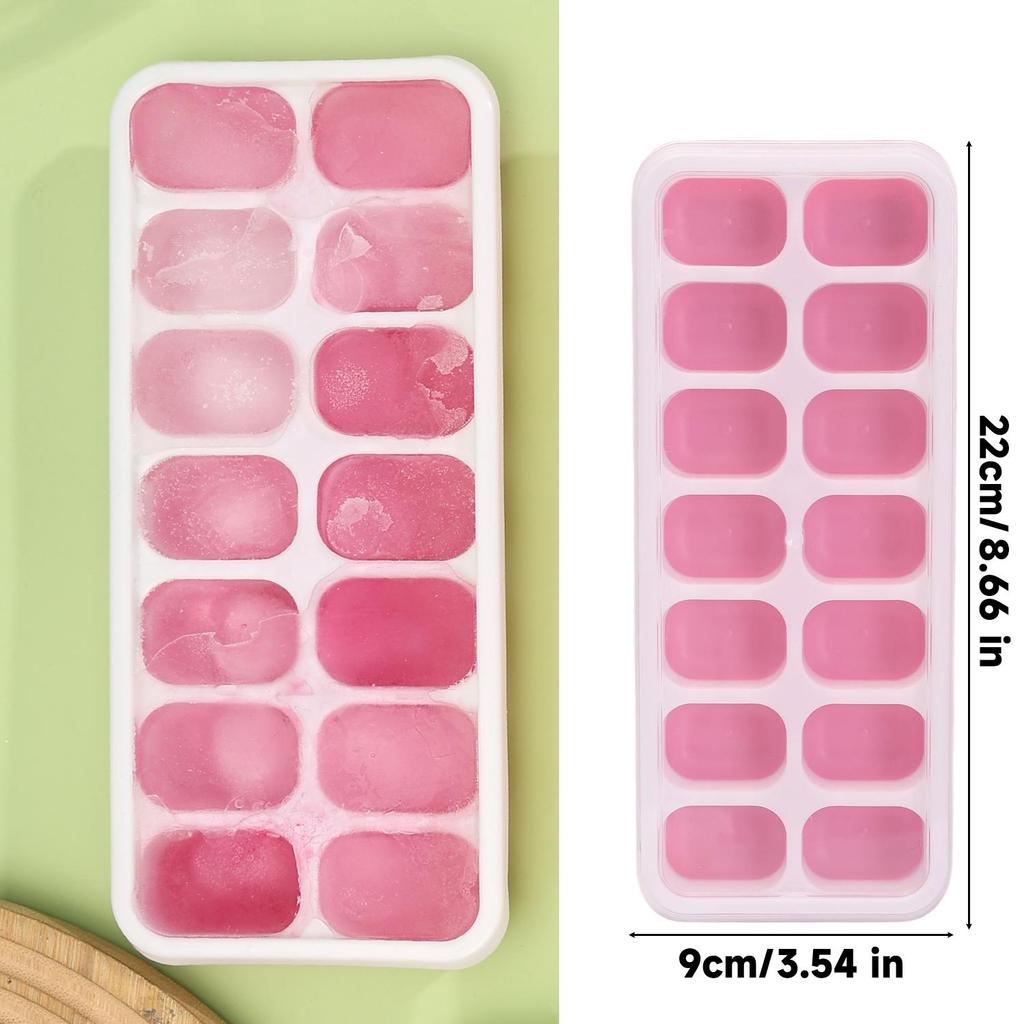 14Grid Silicone Ice Mold with Lid DIY Ice Trays Popsicle Ice Cream Mould for Cocktail Yogurt Juice Freezer Kitchen Bar Tools
