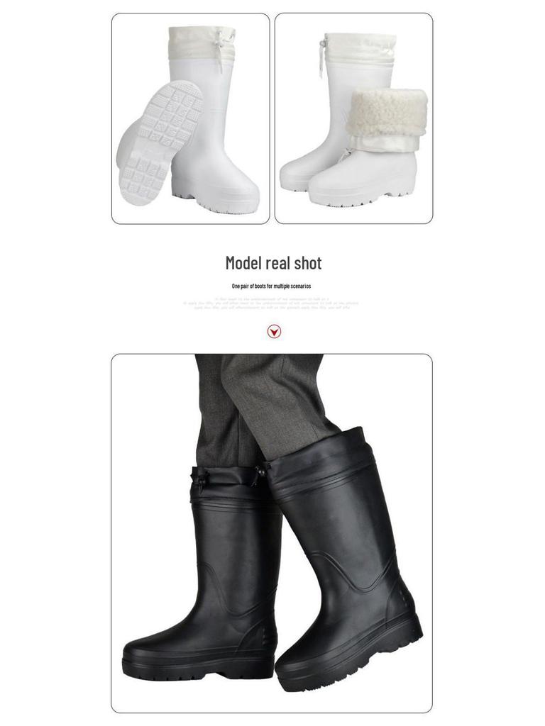 Унисекс Сверхлегкие Хлопковые Резиновые Сапоги ЕВА: Нескользящая, маслостойкая обувь для холодильных складов, рыбной и пищевой промышленности.