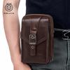 Men's Genuine Leather Small Shoulder Crossbody Phone Bag with Anti-theft Multifunctional Buckle