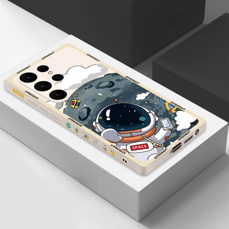 Чехол из жидкого силикона серии Astronaut для Samsung S25 S24 FE S23 Ultra S22 S21 Plus A56 A36 A16 A55 A15 A35 A54 A14 A32 5G с защитой от падения с высоты