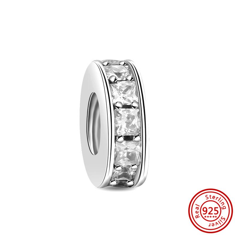 S925 Стерлингового Серебра Прозрачный Циркон Снежинка Гербарий Сверкающие Бусины Паве Подходит Оригинальный Браслет DIY Изящные Ювелирные Изделия