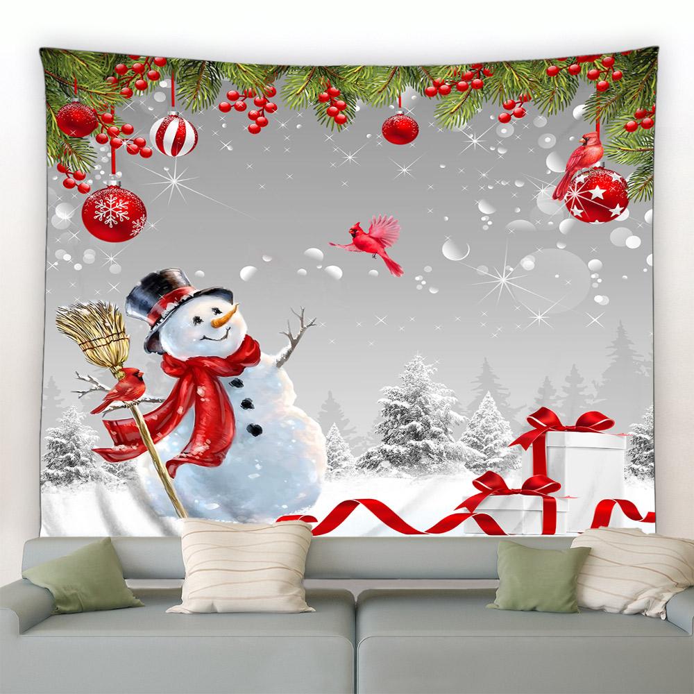 Санта-Клаус Снеговик с декоративным принтом и узором гобелен для дома, гостиной, спальни, настенное украшение, фон, тканевый гобелен