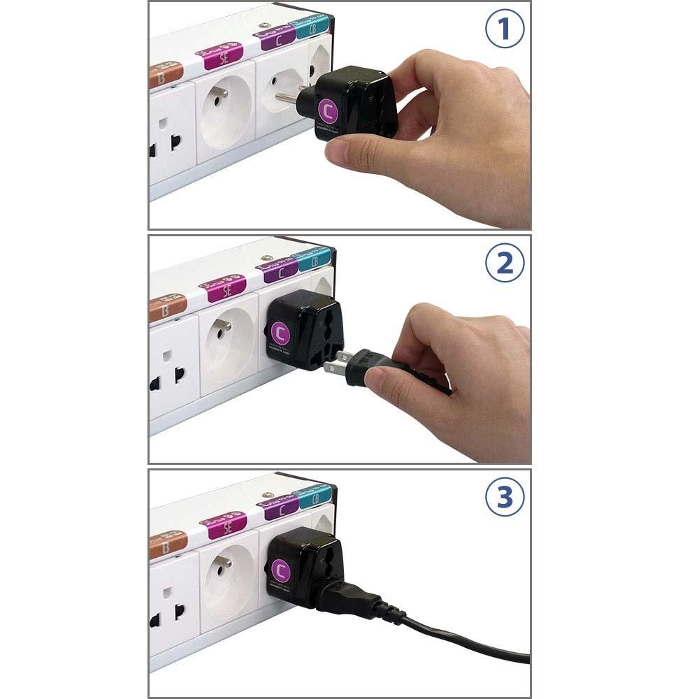 Переходник для экономичного набора из 2 электронных вилок типа C для путешествий за рубежом, (Тип С+) РВ-ПС04