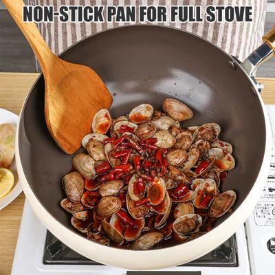 Традиционный вок с выпуклым дном, антипригарная сковорода с толстым дном, равномерный нагрев, чугунная сковорода, универсальная чугунная посуда, кухонный гаджет